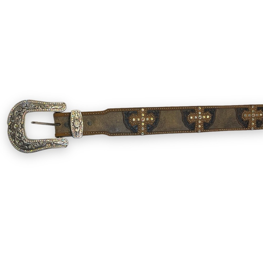 Brighton y2K Rhinestone Detailed Leather Belt - Picture 3 of 3